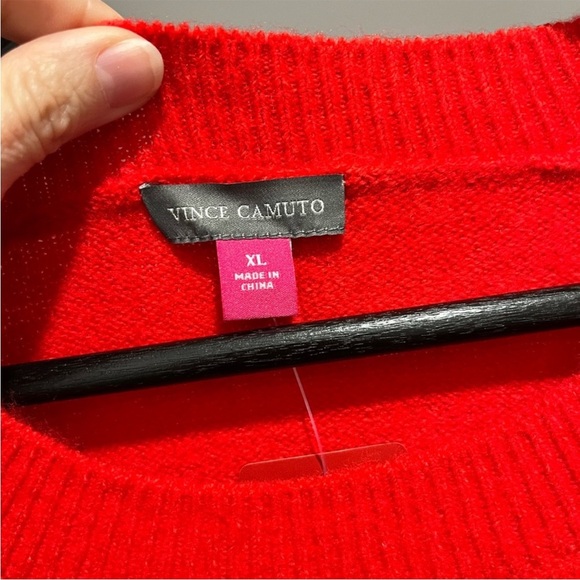 Vince Camuto red with Silver beaded “Merry” Holiday Sweater NWT Large and XL - Picture 10 of 13